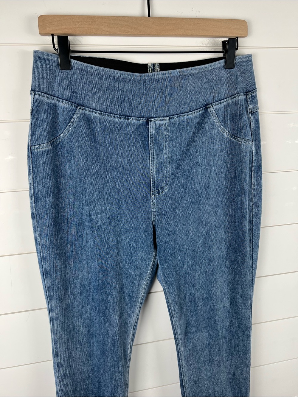 Halara Flex High Waisted Pocket Denim Casual Leggings Blue Large 7/8 - Picture 5 of 15
